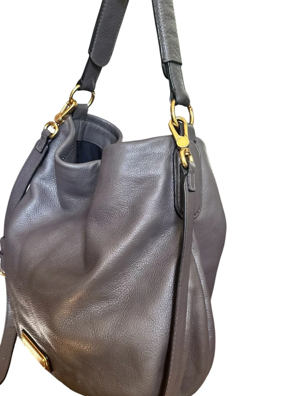 Marc by Marc Jacobs Classic Q Hillier Gray Taupe Leather Hobo Crossbody